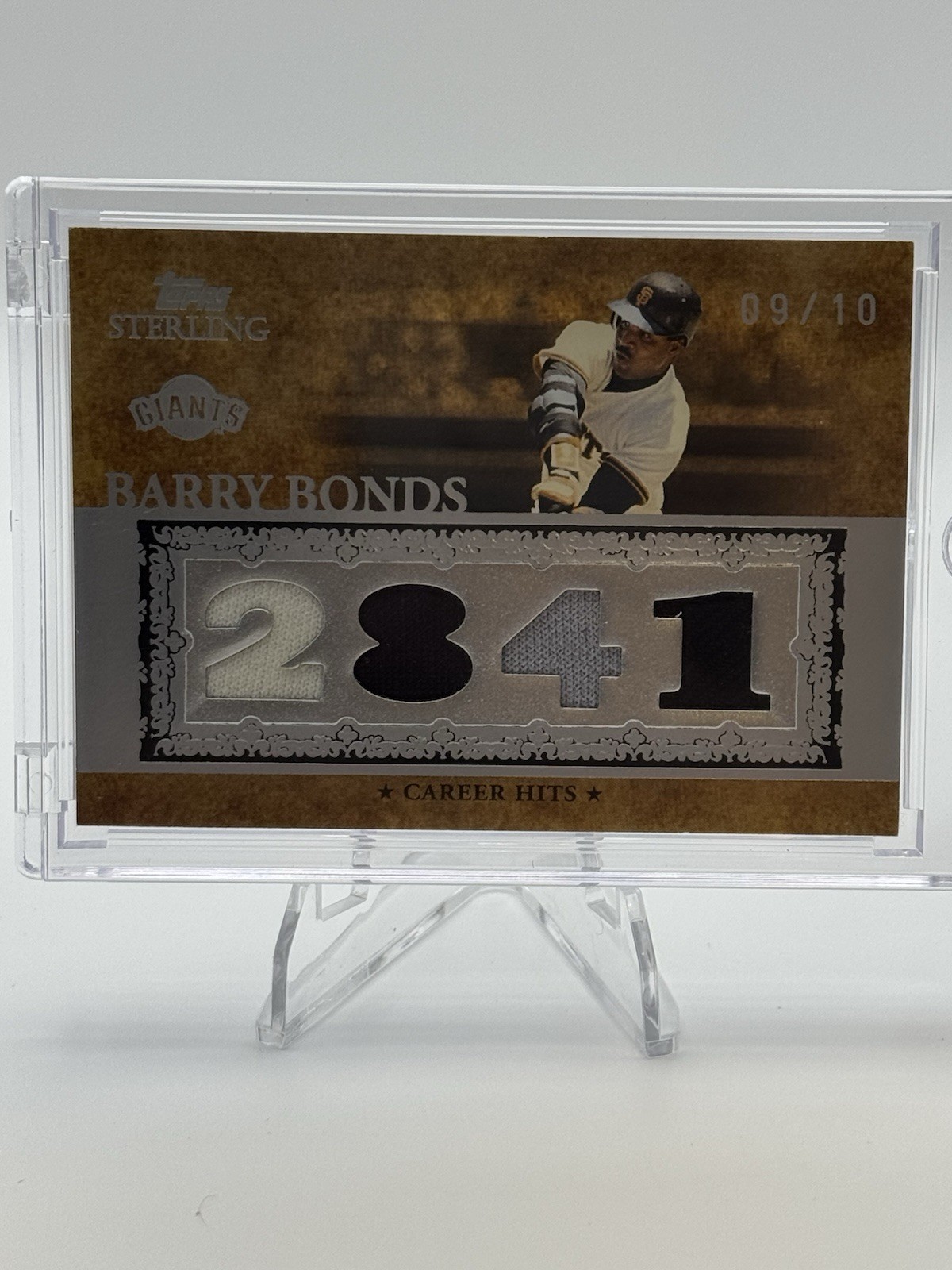 Barry Bonds 2007 Topps Sterling Career Hits Game-Used Quad Jersey 9/10 Giants view 7