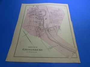 1873 GIBSONBURG PA  W BUSINESS NOTICES  - ORIGINAL MAP  - A. POMEROY  VG