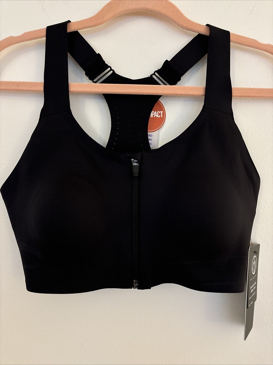 Move Theology Women's Scoop Neck Seamless Sport Bra with Zip Front