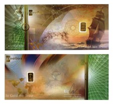 Karatpay Karatbar 24k 1/10th (0.1) Gram Bar Cash Gold Note Nadir Mint .9999 Fine