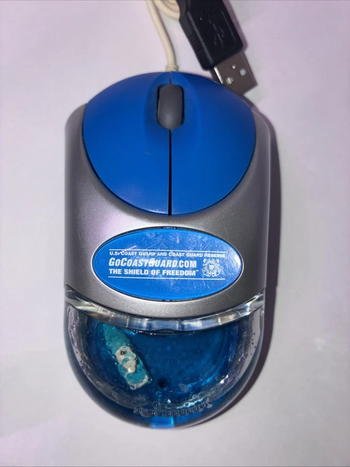 RARE Vintage Coast Gurard Liquid Filled Optical Computer Mouse (Aqua Like) - Image 4 of 4
