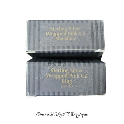 Vintage Avon Sterling Silver Necklace And Ring Set Pink