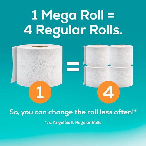 Papel higiénico Angel Soft, 4 mega rollos = 16 rollos regulares, inodoro suave y fuerte - Imagen 3 de 7