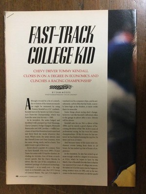 Misc 6138 Article Racing Chevy Driver Tommy Kendall SCCA Trans Am Champion
