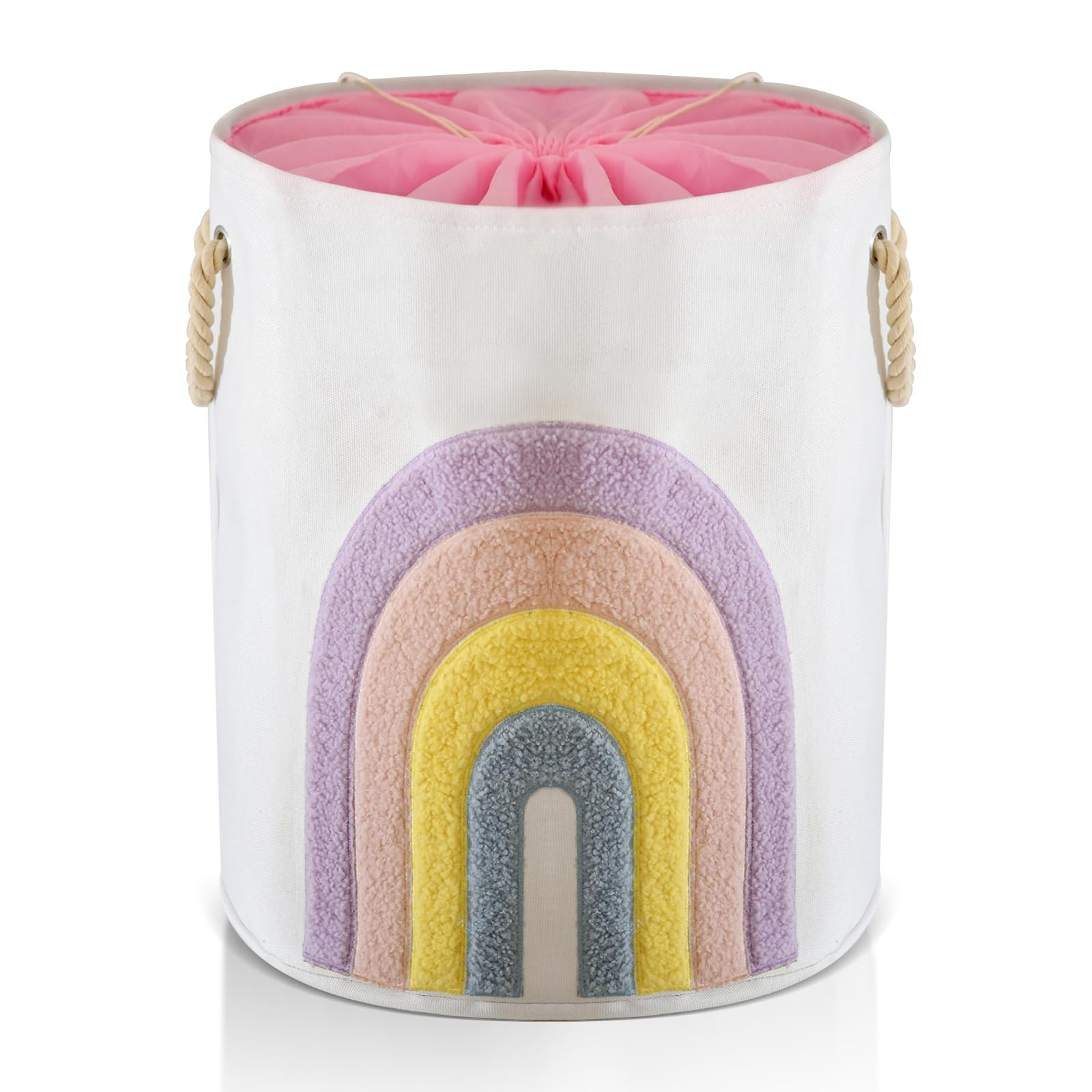 Cesto Bucato Bambini Rosa 58L | Cesta Pieghevole Tela con Chiusura