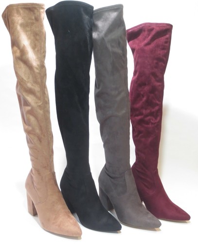 Steve Madden Rational Over the Knee High Heel Boots Tan/ Burgundy / Black / Gray - Picture 3 of 34