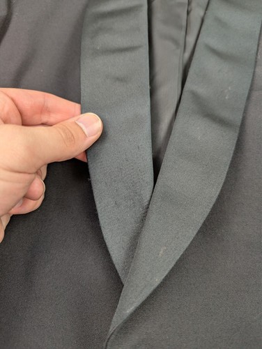 After Six Tuxedo Mens 38S 31x27 Black Wool 2 Piece Suit Jacket Pants Vintage USA - Picture 5 of 24