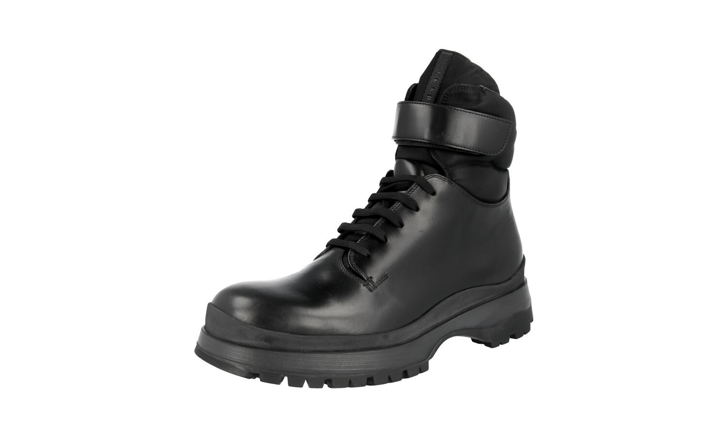 AUTH LUXURY PRADA HALF-BOOT SHOES 4T3035 BLACK LEATHER NEW image 2