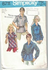 8711 Vintage Simplicity SEWING Pattern Misses Top Stitched Shirt 1970s Uncut oop