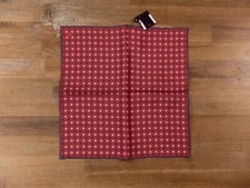  NO CUSTOMS TAX ISAIA Napoli red floral print silk pocket square authentic NWT
