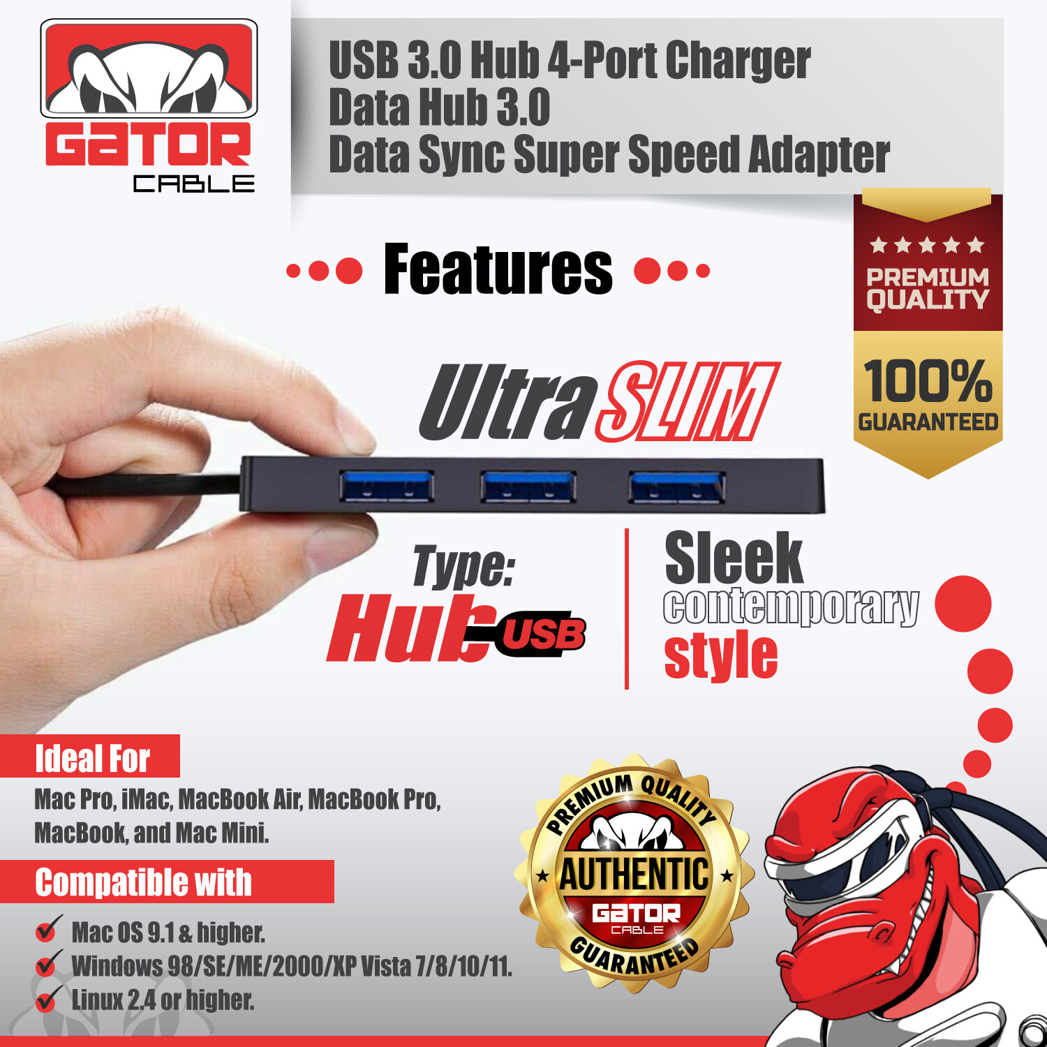 Hub USB 3.0 de 4 puertos, adaptador de expansión, cargador y sincronización de datos para PC, Mac, laptop y computadora de escritorio, imagen 4