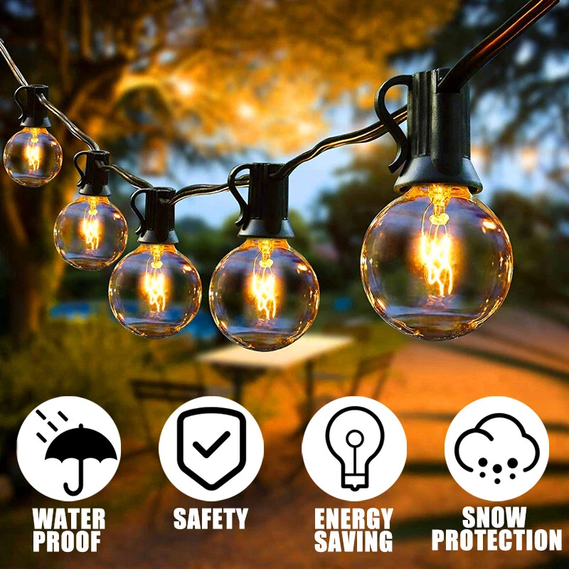 10 25 30 50FT G40 Outdoor LED String Lights AC220V 240V Patio Hanging Light Lamp