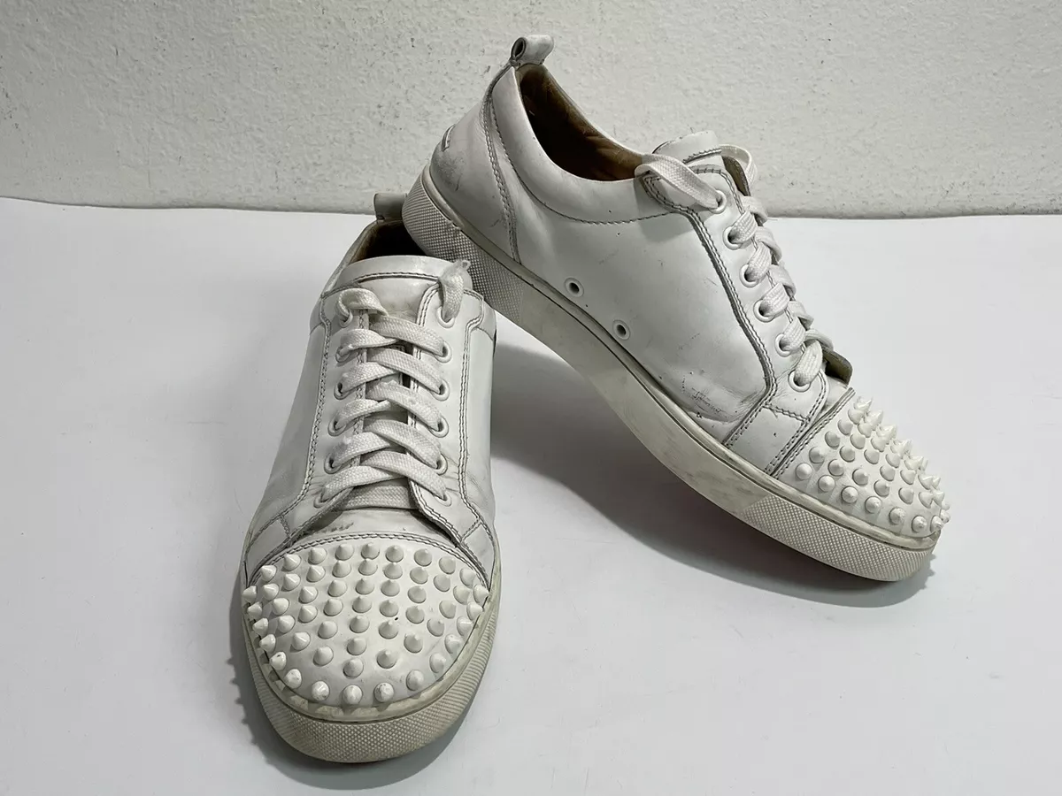 Christian Louboutin Men's Louis Junior Spikes Flat Sneakers - White - Size 10