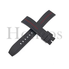 20 22 MM Silicone Rubber Watch Band Strap Quick Release Fits for Tudor Black/Red