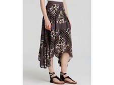 NWT FREE PEOPLE PARADISE ASYMMETRICAL PRINTED TEA COMBO MIDI SKIRT 6