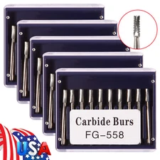10-50PCS Dental Tungsten Carbide Steel Burs FG-558 for High Speed Handpiece USA
