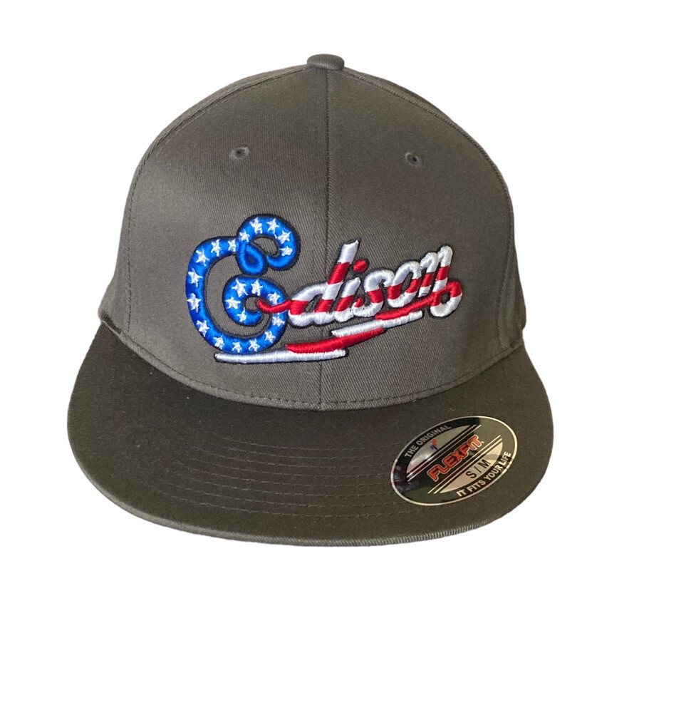 Edison custom Embroidery  Flexfit Dark Gray cap Size S/M