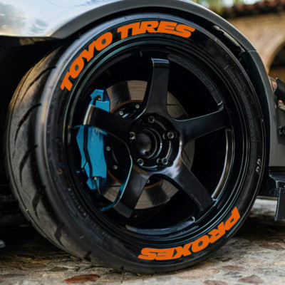 TOYO TIRES PROXES Tire Lettering Sticker Orange 1.06'' 14''-22'' 4 X Tire Decal