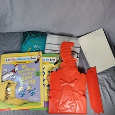 Dr Seuss 6 Item Lot Cat Hat Plastic Organizer Poster Table Coloring Cloth 3 Book