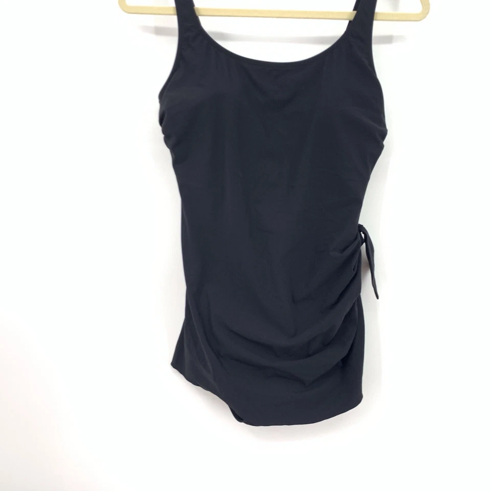 Traje de baño LL Bean para mujer talla 12 traje de baño de una pieza negro liso con aros Foto 3 de 4