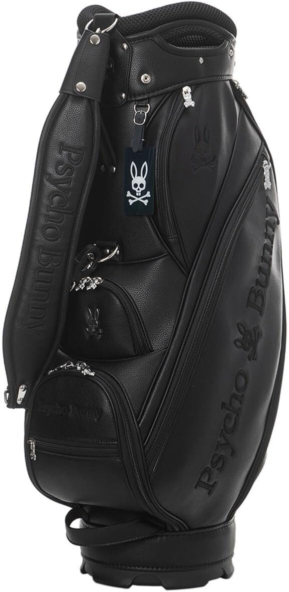 PSYCHO BUNNY ゴルフバッグ ブラック PSYCHO BUNNY Golf Men's Caddy Bag BLACK EDITION 9 x 46 inch