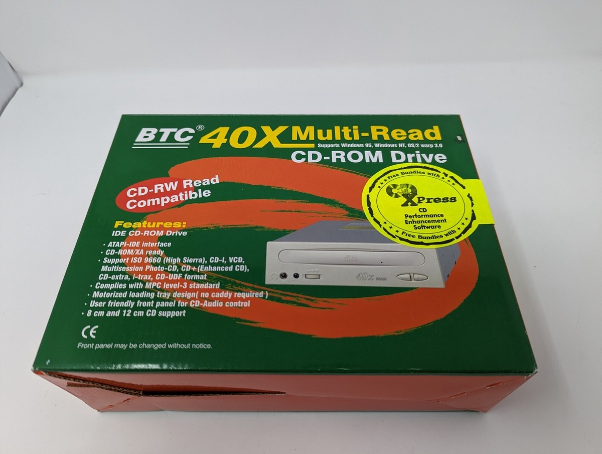 BTC 40X Multi-Read CD-ROM Drive BCD 40XH Install ATAPI-IDE 
