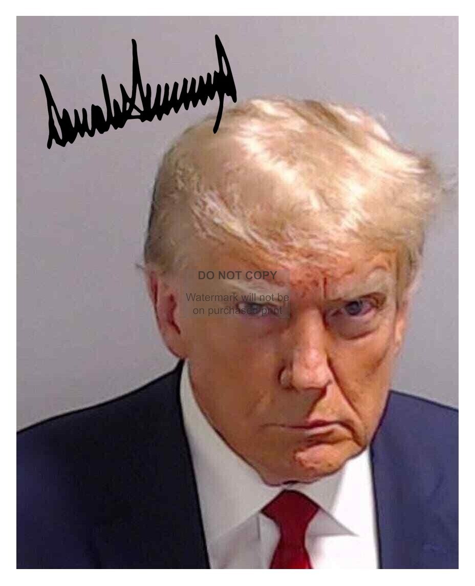 PRESIDENT DONALD TRUMP MUGSHOT FACSIMILE AUTOGRAPH 8X10 PHOTO 