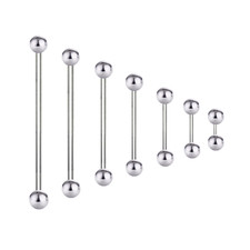 PIERCING STAB GERADE BARBELL BRUST HELIX BAUCH EDELSTAHL SILBER HANTEL ZUNGE BAR