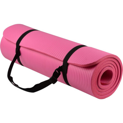 Exercise Yoga Mat 1/2-Inch Thick w/Carry Strap Gym Pilates Meditation Fitness