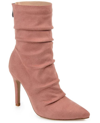 Journee Collecton Womens Size 6 Markie Rouched Stiletto Dress Booties Blush $99