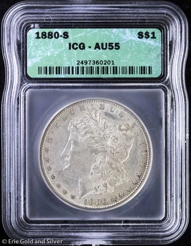 1880-S $1 Morgan Silver Dollar ICG AU 55