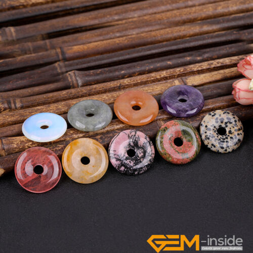 20mm Natural Gemstone Jasper Beads Flower Donut Shape Jewelry For Pendant AU - Picture 1 of 116