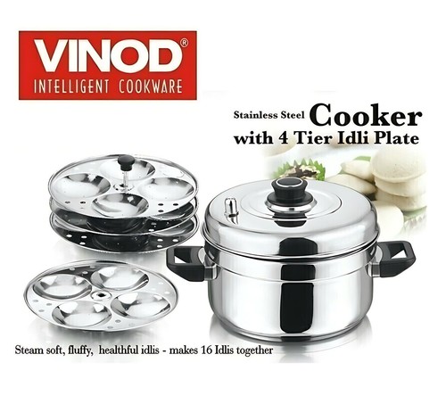 Cocina de acero inoxidable Vinod 4 y 6 niveles Idli 16/24 inducción de cocina ociosa - Imagen 13 de 17