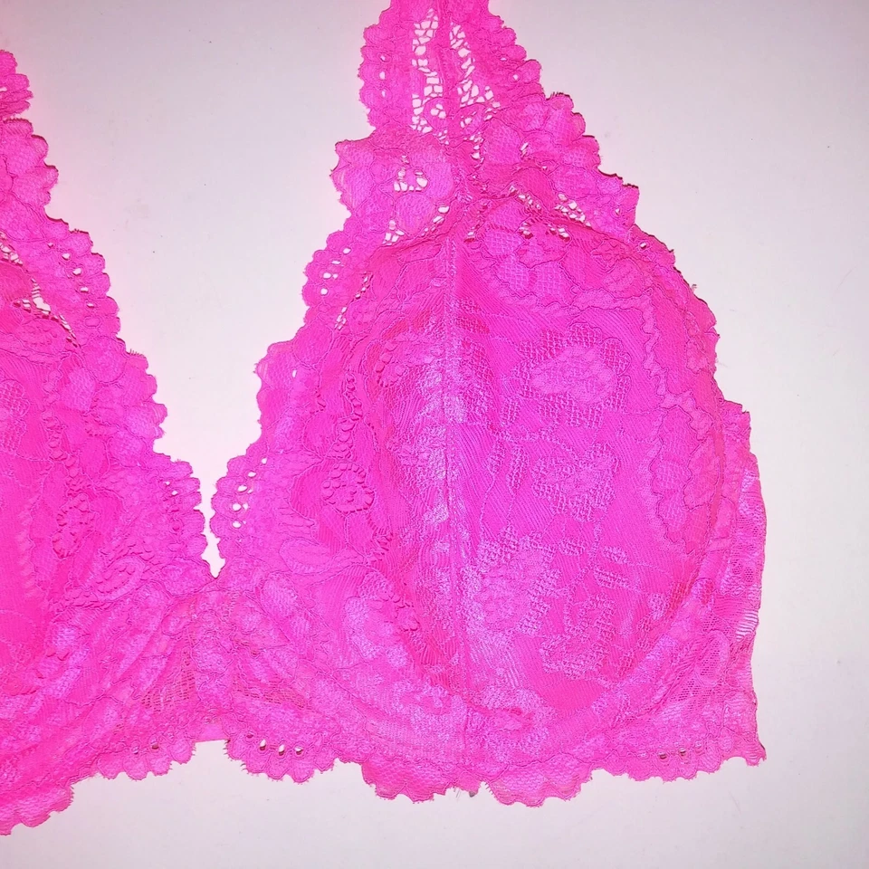 Sujetador LaSenza 32D Rosa Neón Encaje Halter Extraíble Push Up Acolchado Con Aros Foto 3 de 4