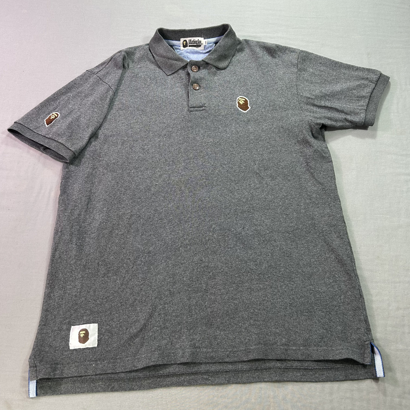 BAPE A Bathing Ape Polo Shirt Mens 3XL XXXL Gray Designer Cotton