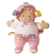 NWT Taggies Satin Tags Mary Meyer Pink White Stuffed Plush Baby Doll Toy Lovey