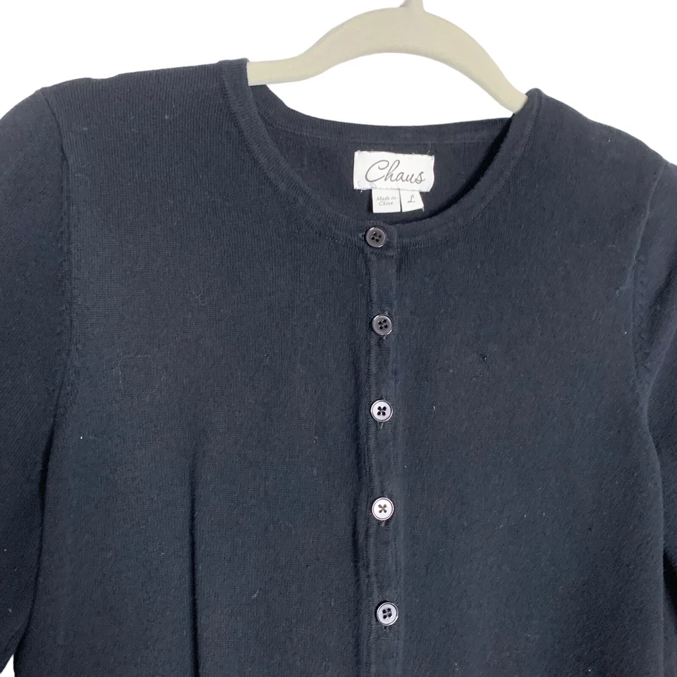 Suéter Chaus Mujer Grande Negro Media Manga FUNCIONA PEQUEÑO Recortado Foto 2 de 4