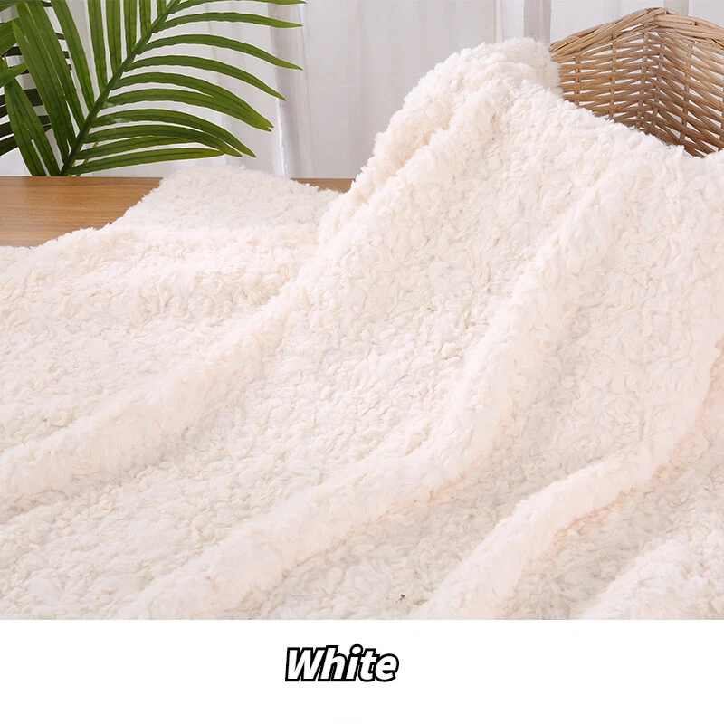 DIY Embossed Faux Rabbit Fur Fabric Soft Plush Scarf Sewing Crafts Sold By Metre - Image 2 of 4