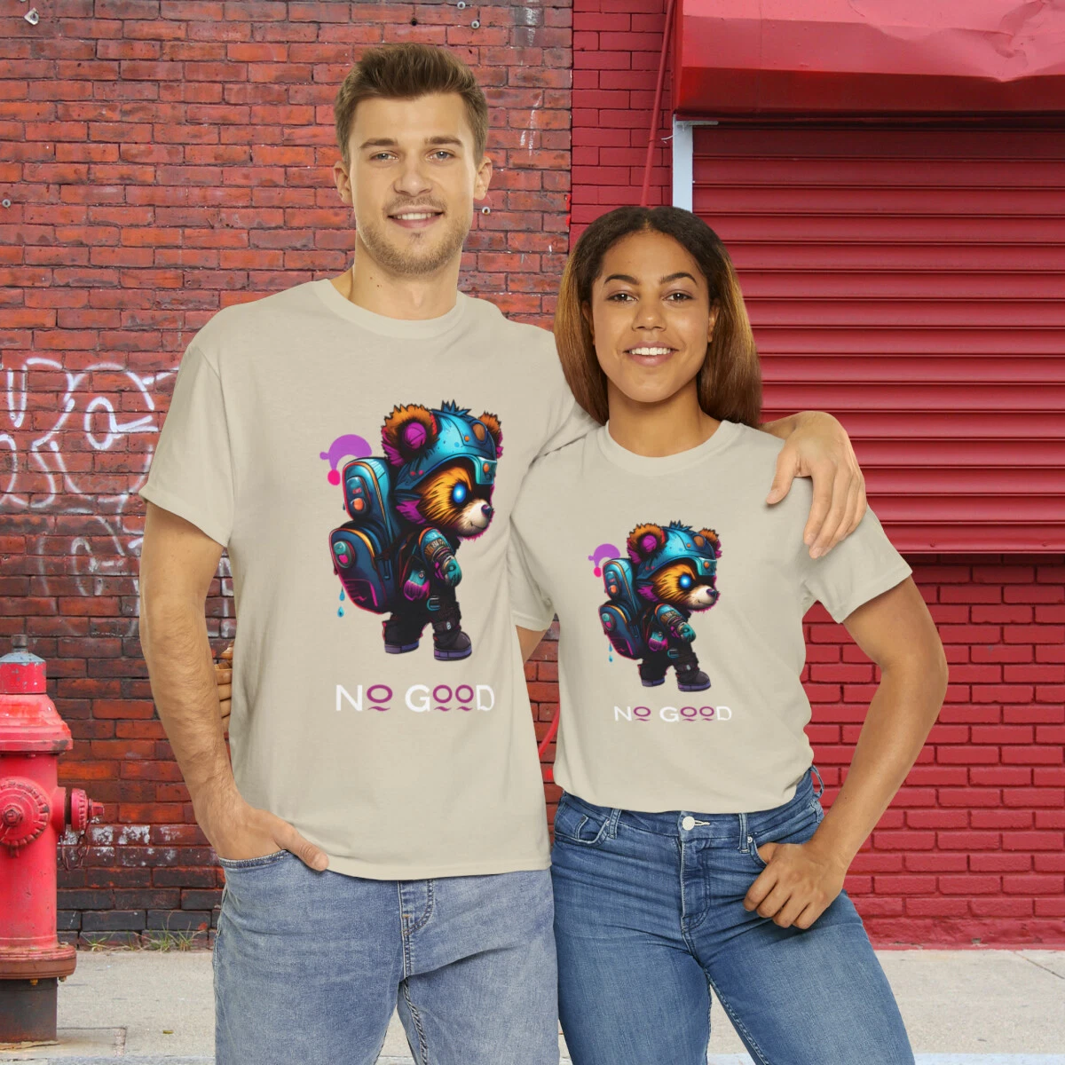 Unisex Punk Bear Tee: Urban Street Wear, Bear, No Good