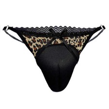 Mens Hiding Gaff Panties Crossdresser Camel Toes Thongs Strings Leopard Pattern