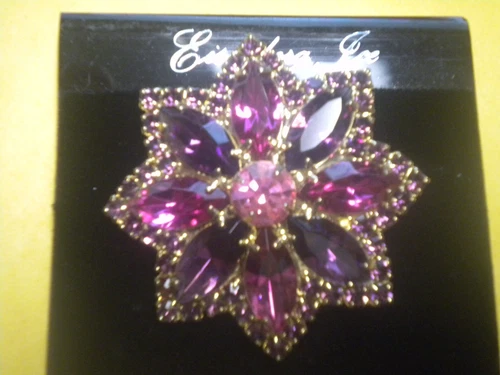 EISENBERG ICE PIN / BROOCH BEAUTIFUL GOLD CRYSTAL (((SIGNED))) WOW BEAUTIFUL