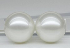 Pair of huge 12mm natural south sea genuine white round loose pearl half drilled