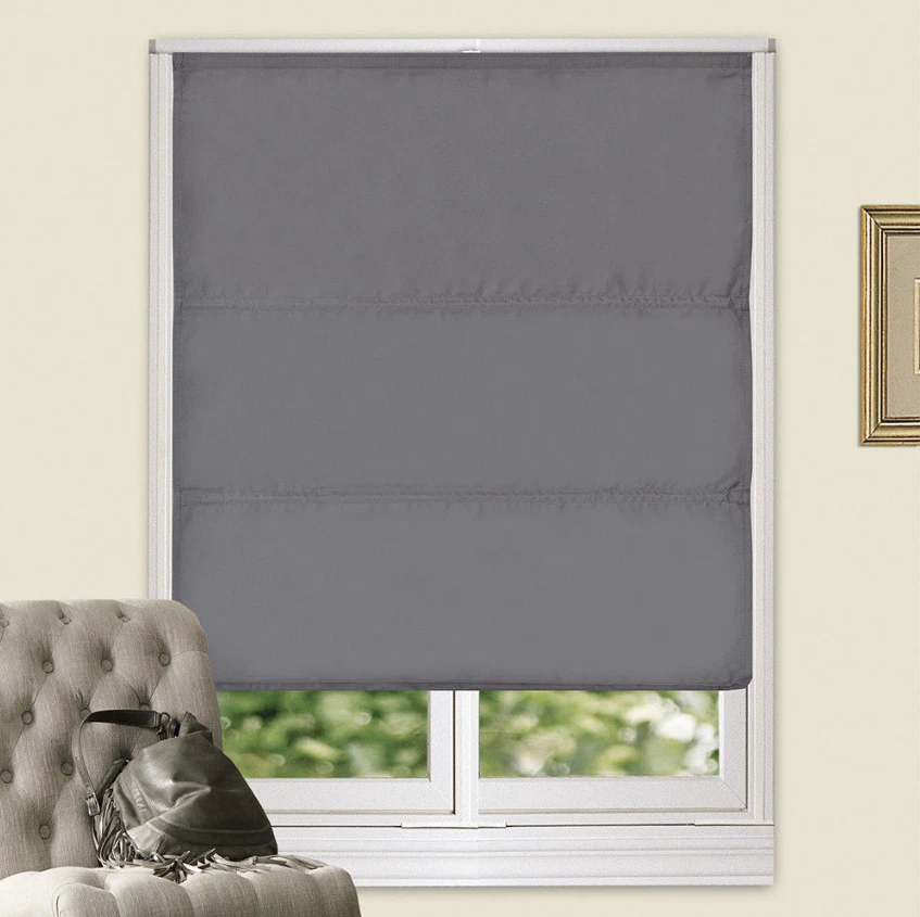 100% Blockout Flat Roman Blinds  Bedroom Blackout Shades 4Colors - image 2 of 4
