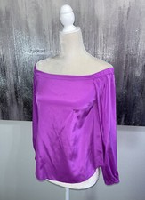 Lilly Pulitzer Adira Silk Off The Shoulder Long Sleeve Top Purple Blouse 2XS New
