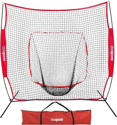7x7ft Baseball/Softball Practice Net w/Carry Bag & Metal Frame Hitting Pitching