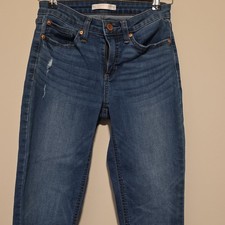 Lauren Conrad Skinny Crop Distressed Blue Denim Jeans Medium Wash 5-Pocket Women