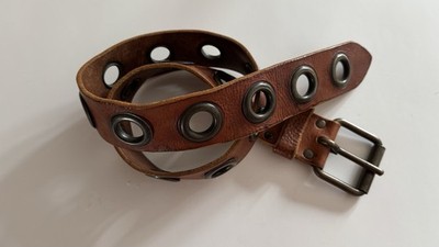 Vintage Club Monaco Jody Large Brass Grommets Genuine Leather Belt  M  2 
