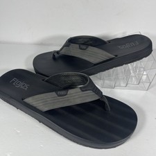 Flojos Men's Black Gray Thong Sandals Flip Flops Comfort Slides Size 12 Beach