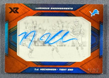 2019 Panini Xr Luminous Endorsements Orange /25 T.J. Hockenson Rookie Auto RC