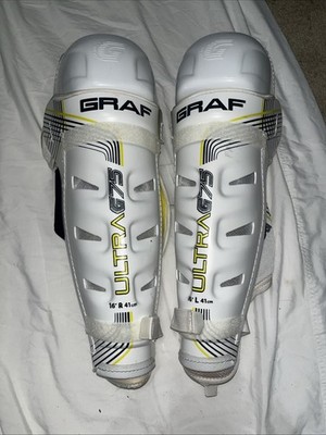 Graf Ultra G75 Shin Guards 16 Inch White Yellow Hockey Shin Guards